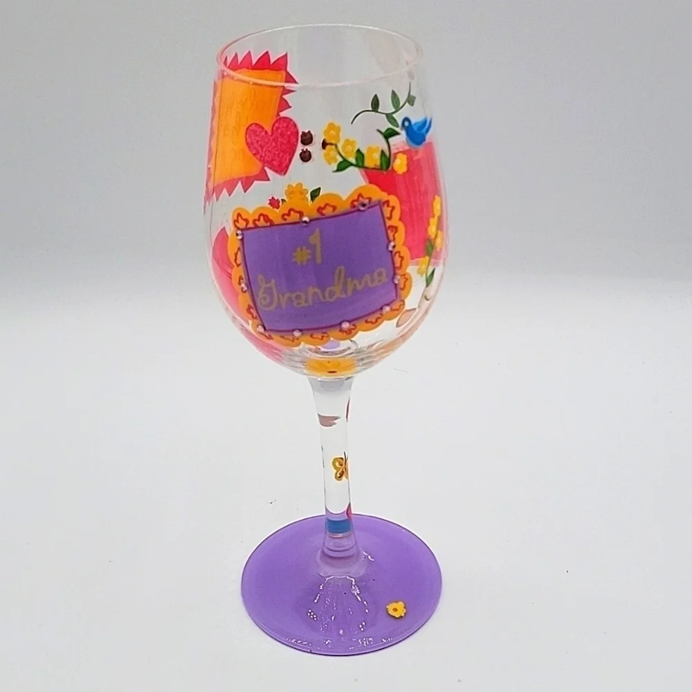 LOLITA Hand Painted Recipe Wine Glass #1 Grandma